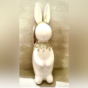 NWT Bella Lux Easter Bunny w/Crystal iridescent necklace Holiday Bunny Decor 10"